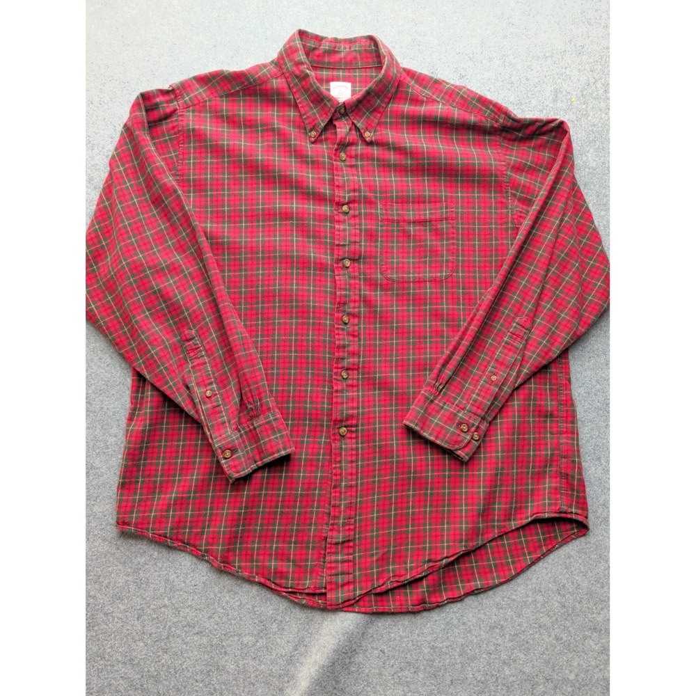 Brookes Brothers 346 Button Down Men's Shirt Long Sleeve Red/Green Plaid